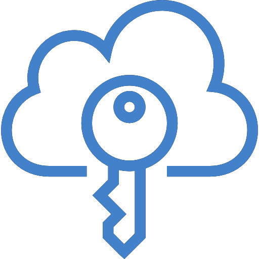 icon cloud schlüssel identitäten blau