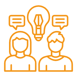 icon zusammenarbeit, Kollaboration orange