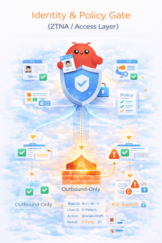Openclaw sicher betreiben: Ebene 2 Identity- und Policy-Gate Grafik